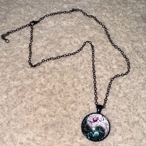 Yin Yang Pendant Necklace with Black Chain